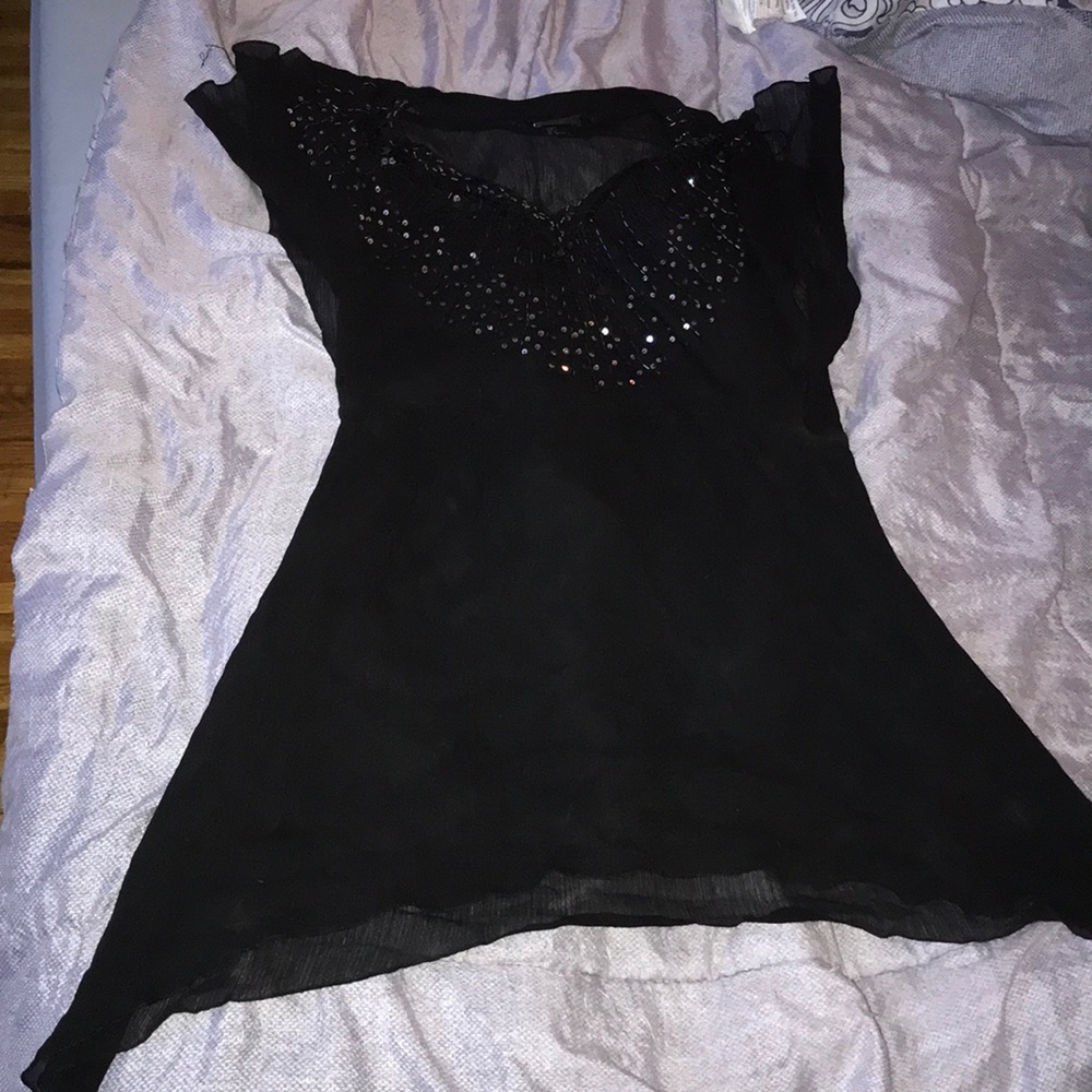 Black beaded swim coverup